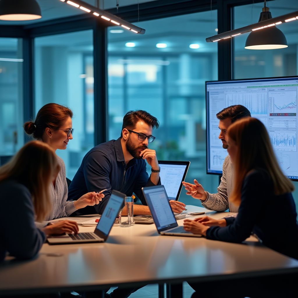 Equipo de asesores financieros trabajando
